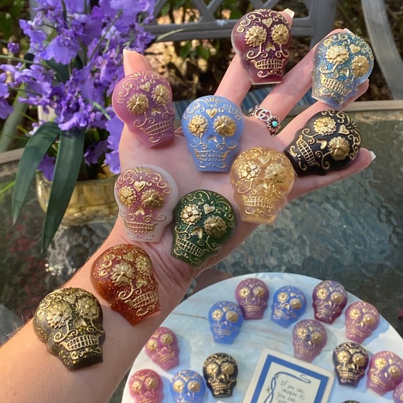 Other - Sugar Skull Magnets PACK OF 4 Colorful Resin Art